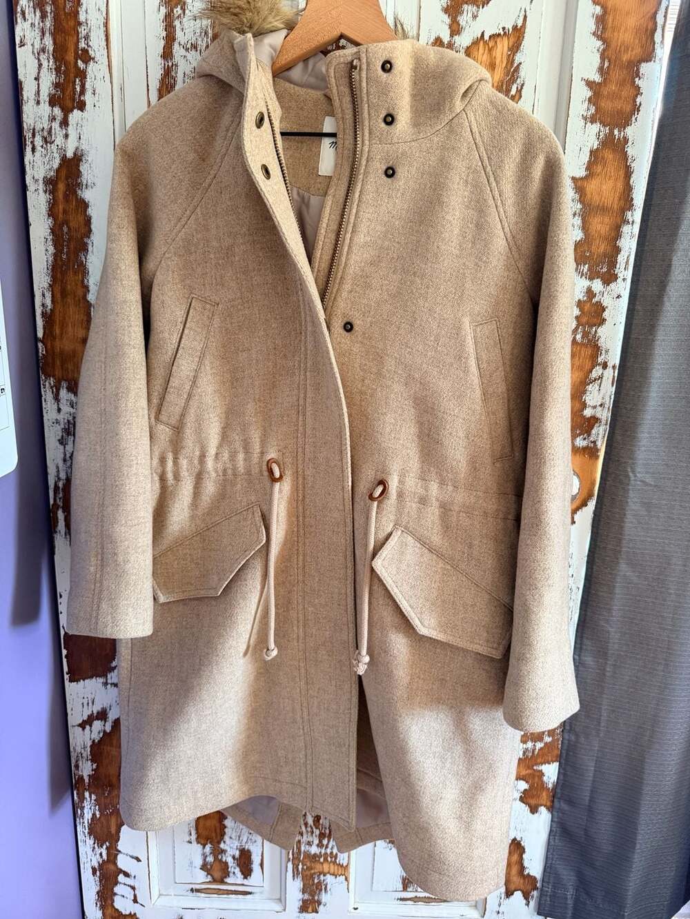 Madewell Scandinavian Parisian Clean Girl Wool Blend Hooded Parka Coat